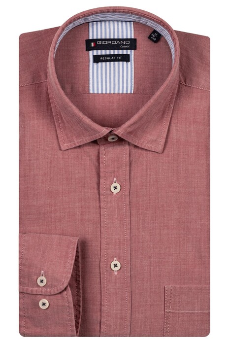 Giordano Verona Button Under Washed Tencel Chambray Overhemd Rood