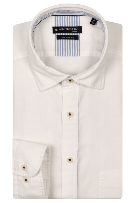 Giordano Verona Button Under Washed Tencel Chambray Overhemd Wit