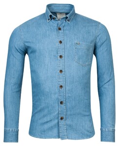 Giordano Washed Denim Lucca Button Down Overshirt Light Blue