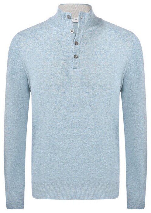 Gran Sasso Button Closure High Neck Trui Licht Blauw