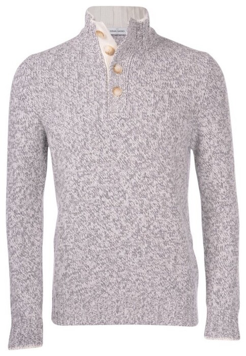 Gran Sasso Button Collar Melange Trui Grijs Melange