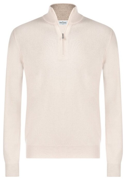Gran Sasso Cashmere Blend Mock Zip Pullover Light Beige