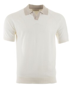 Gran Sasso Collar Contrast Fine Cotton Poloshirt Off White