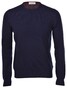 Gran Sasso Crew Neck Cashmere Blend Tweed Elbow Patch Details Trui Blue Navy