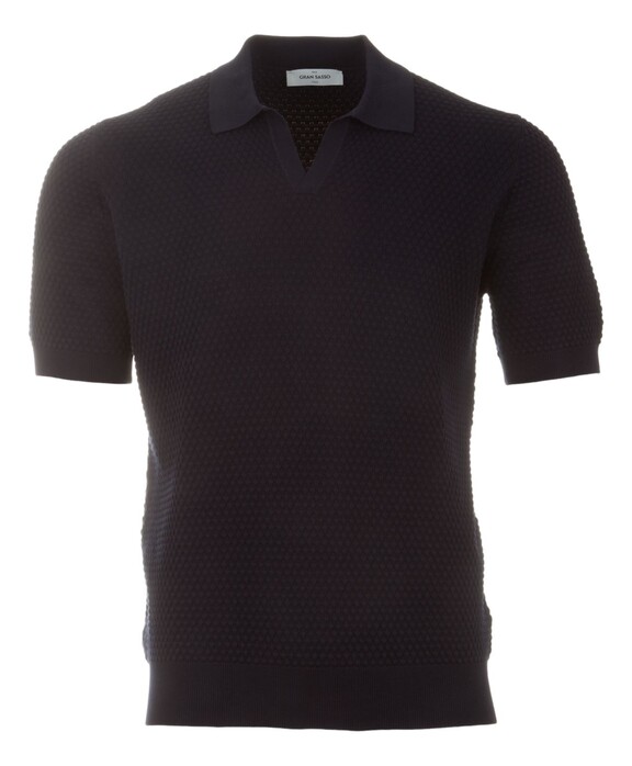 Gran Sasso Egyptian Cotton Waffle Design Polo Navy