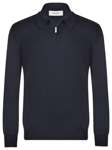 Gran Sasso Extrafine Merino Uni Color Zip Collar Trui Navy
