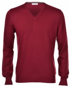 Gran Sasso Extrafine Merino V-Hals Fashion Trui Burgundy Red