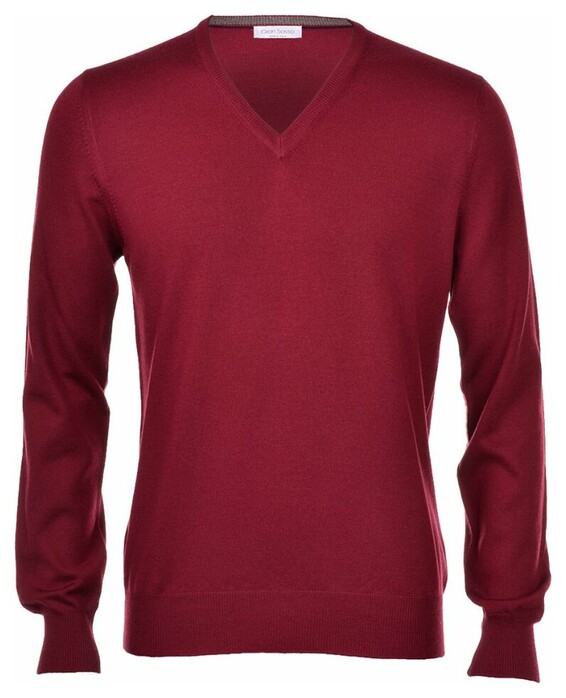 Gran Sasso Extrafine Merino V-Hals Fashion Trui Burgundy Red