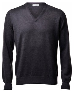 Gran Sasso Extrafine Merino V-Hals Fashion Trui Charcoal