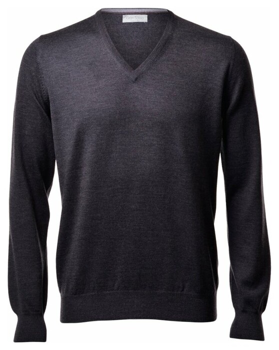Gran Sasso Extrafine Merino V-Hals Fashion Trui Charcoal