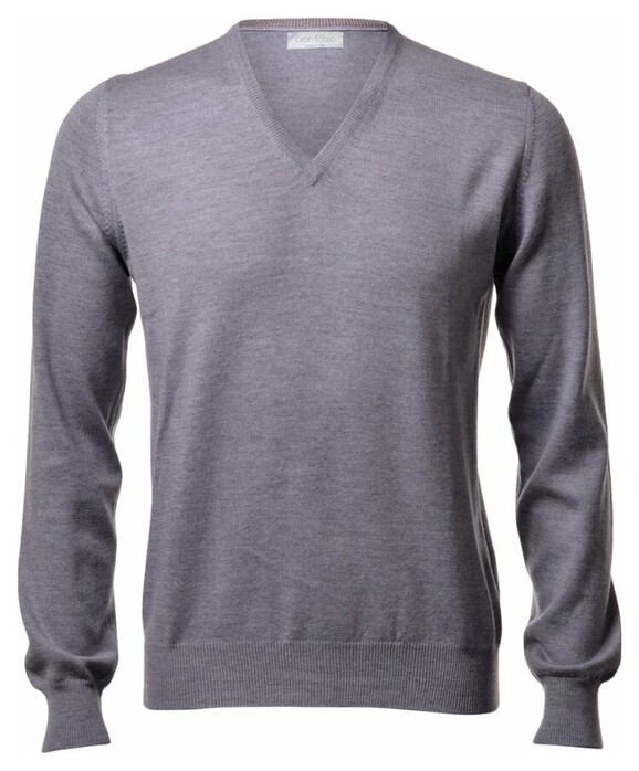 Gran Sasso Extrafine Merino V-Hals Fashion Trui Grijs