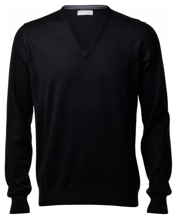 Gran Sasso Extrafine Merino V-Hals Fashion Trui Zwart
