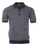 Gran Sasso Fine-Stripe Linen Cotton Blend Polo Donker Blauw