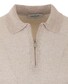 Gran Sasso Fine-Stripe Linen Cotton Blend Polo Licht Zand