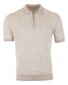 Gran Sasso Fine-Stripe Linen Cotton Blend Polo Licht Zand