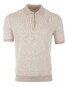 Gran Sasso Fine-Stripe Linen Cotton Blend Polo Licht Zand