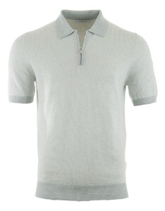 Gran Sasso Fine-Stripe Linen Cotton Blend Polo Soft Green