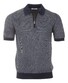 Gran Sasso Fine-Stripe Linen Cotton Blend Poloshirt Dark Evening Blue
