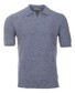 Gran Sasso Fine Structure Linen Cotton Blend Polo Dusty Blue