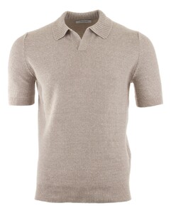 Gran Sasso Fine Structure Linen Cotton Blend Poloshirt Soft Beige