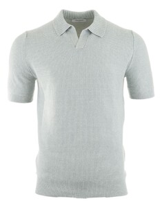 Gran Sasso Fine Structure Linen Cotton Blend Poloshirt Soft Green