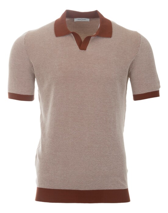 Gran Sasso Fine-Structure Wool-Cashmere Polo Roest Bruin