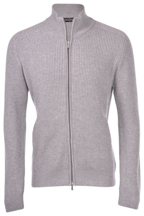 Gran Sasso Fisherman's Rib Full Zip Vest Licht Grijs