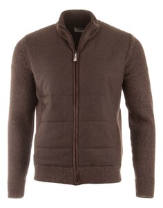 Gran Sasso Flanel And Wool Knit Two-Way Zip Cardigan Brown