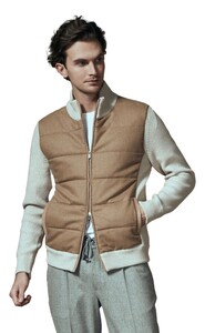 Gran Sasso Flanel And Wool Knit Two-Way Zip Cardigan Hazel-Brown