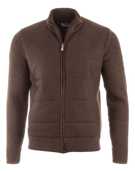 Gran Sasso Flanel And Wool Knit Two-Way Zip Vest Bruin