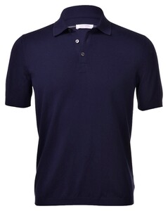 Gran Sasso Fresh Cotton Knit Polo Blue Navy