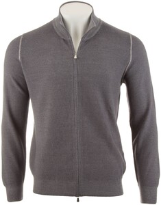 Gran Sasso Full Zip Fine Grain Cardigan Grey