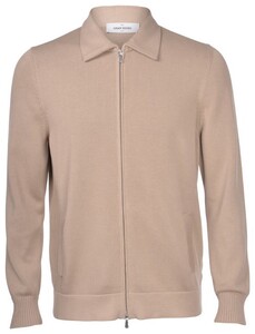 Gran Sasso Knit Zip Cardigan Two-Ply Pure Cotton Double Zip Slider Vest Beige