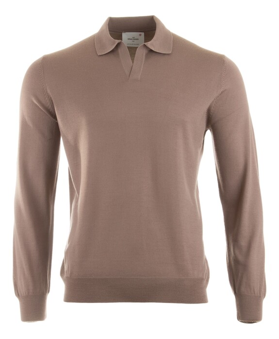 Gran Sasso Lana Vergine Athleisure Polo Taupe Brown