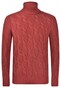 Gran Sasso Large Cable Knit Rollneck Luxury Wool Cashmere Viscose Blend Trui Rood