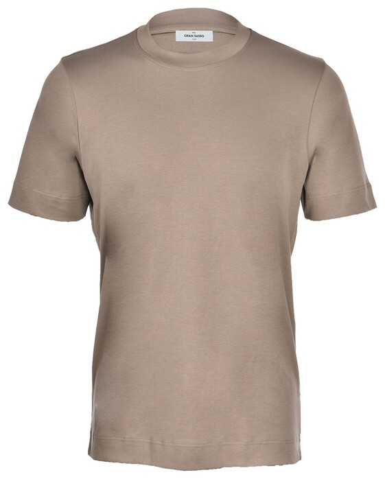Gran Sasso Luxury Cotton Interlock Uni Color Crew Neck T-Shirt Brown