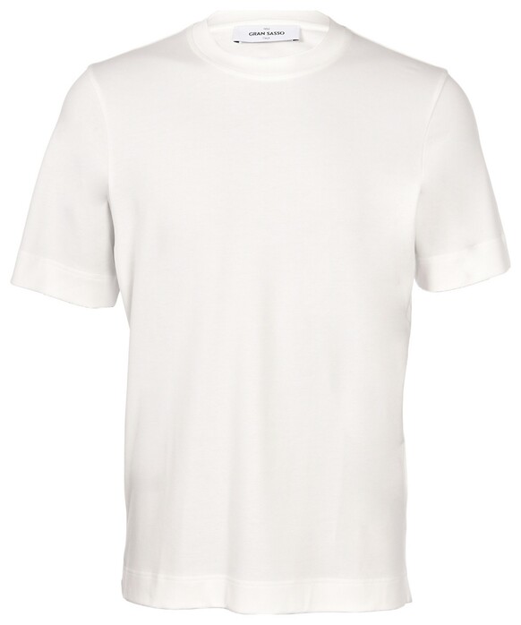 Gran Sasso Luxury Cotton Interlock Uni Color Crew Neck T-Shirt Wit