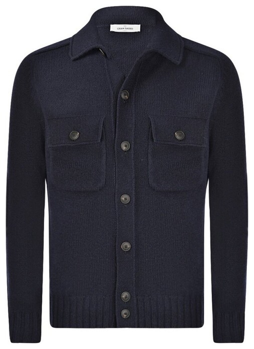 Gran Sasso Luxury Wool Shirt Jacket Vest Navy