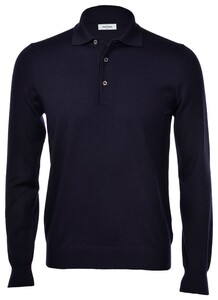 Gran Sasso Merino Extrafine Long Sleeve Polo Pullover Blue Navy