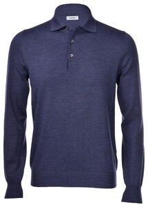 Gran Sasso Merino Extrafine Long Sleeve Polo Trui Blauw