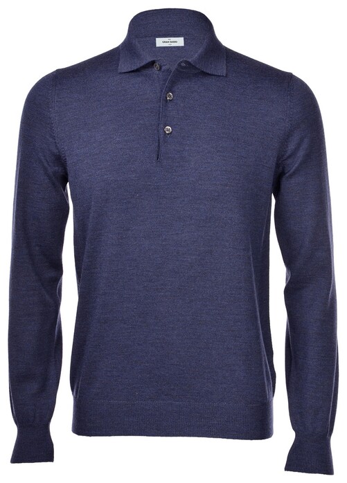 Gran Sasso Merino Extrafine Long Sleeve Polo Trui Blauw