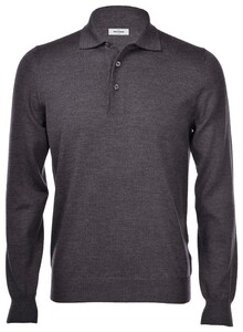 Gran Sasso Merino Extrafine Long Sleeve Polo Trui Charcoal