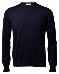 Gran Sasso Merino Extrafine Ronde Hals Fashion Trui Blue Navy