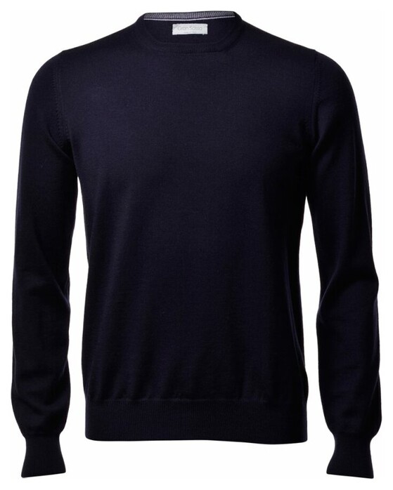 Gran Sasso Merino Extrafine Ronde Hals Fashion Trui Blue Navy