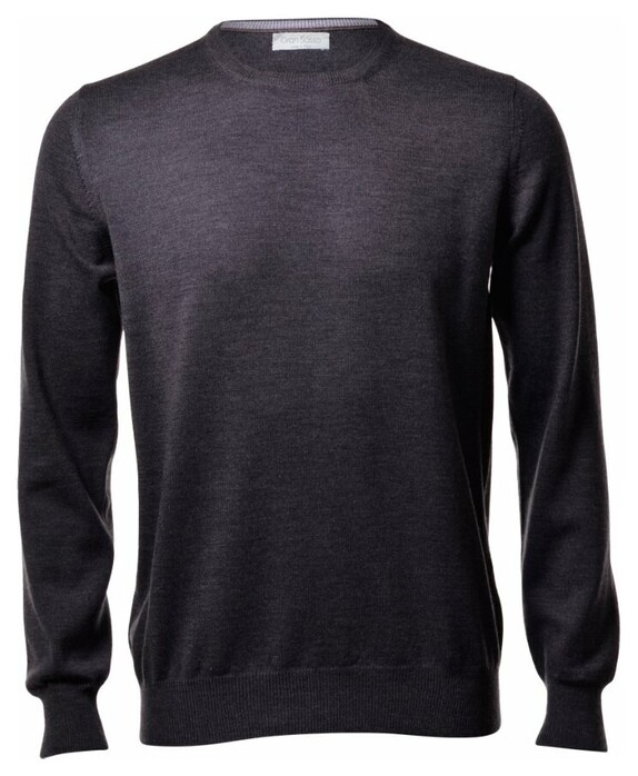 Gran Sasso Merino Extrafine Ronde Hals Fashion Trui Charcoal