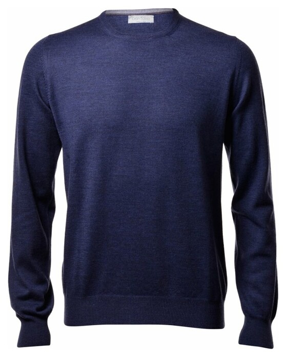 Gran Sasso Merino Extrafine Ronde Hals Fashion Trui Denim Blue