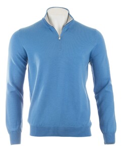 Gran Sasso Merino Extrafine Zipper Pullover Azure Blue