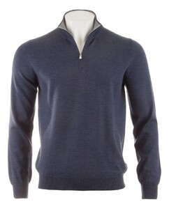 Gran Sasso Merino Extrafine Zipper Pullover Denim Blue
