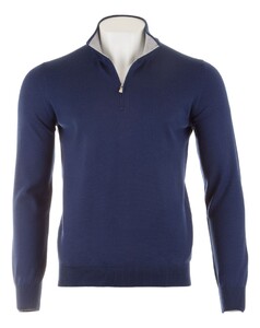 Gran Sasso Merino Extrafine Zipper Pullover Royal Blue