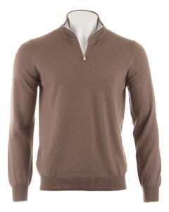 Gran Sasso Merino Extrafine Zipper Pullover Taupe Brown